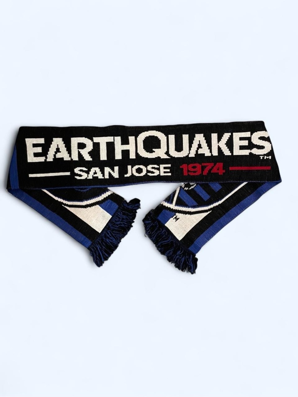 San Jose Earthquakes Supporter Scarf - Black/Blue/Cream with Red Accent